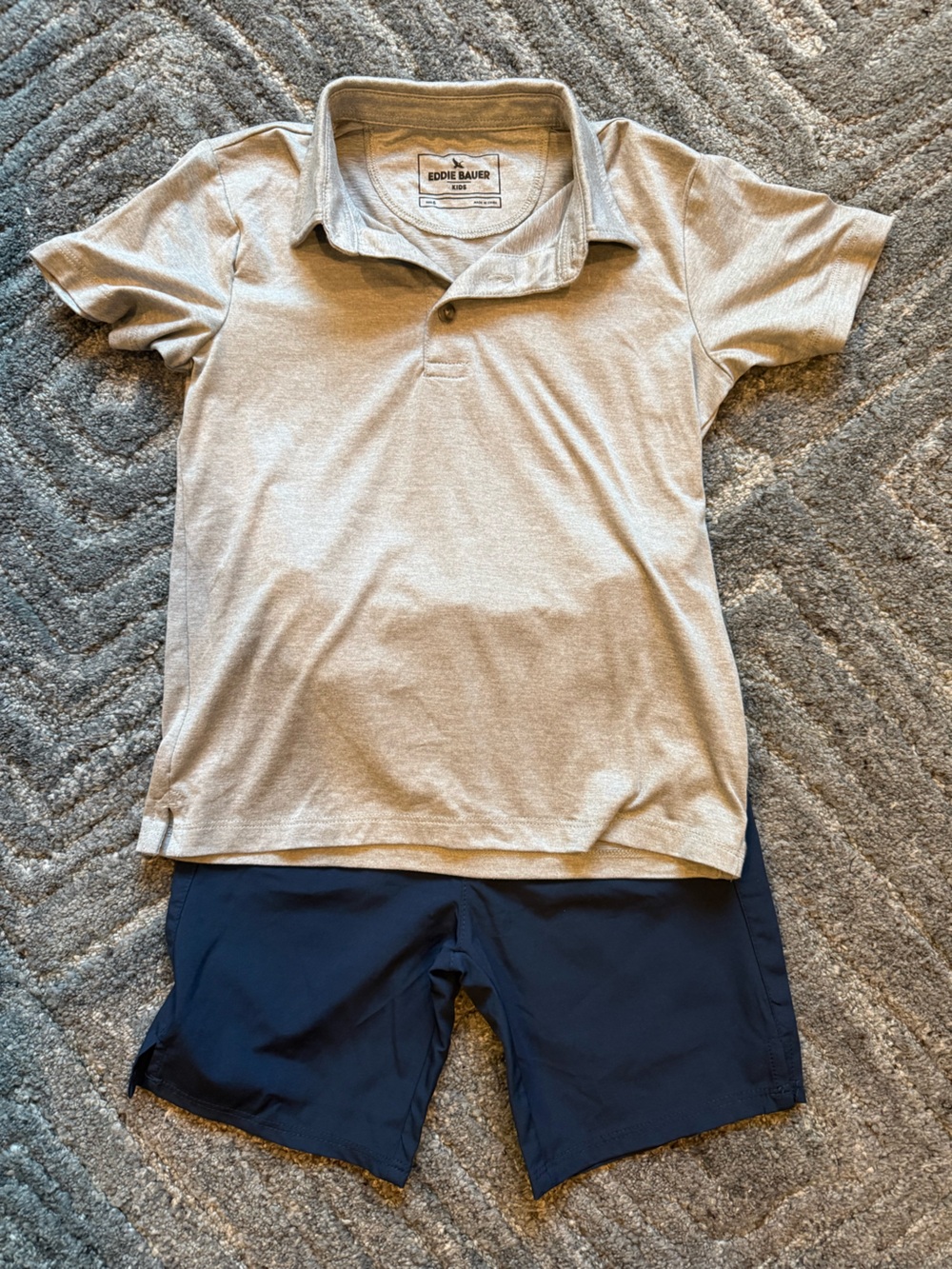 Eddie Bauer Kids Outfit Grey Polo, Navy Shorts Size 6
